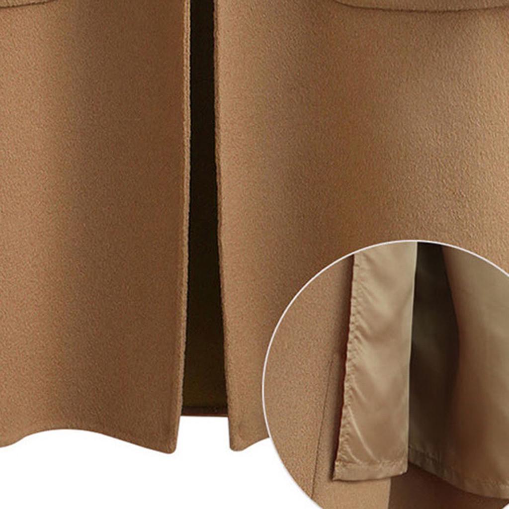 Womens Winter Lapel Button Long Trench Coat Jacket Ladies Overcoat Outwear