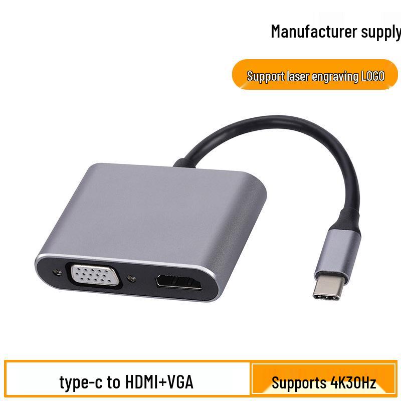 USB-C To HDMI & VGA Dual Display 4K Adapter