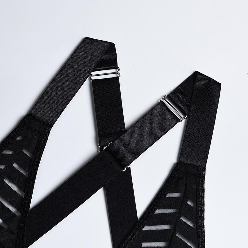 European & American Fishnet Striped Garter Bodysuit - Sexy Lingerie Set