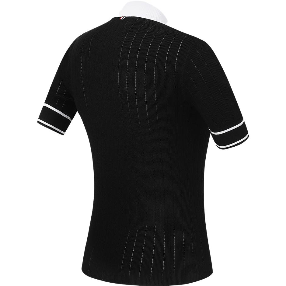 Fila Logo Knitted Polo Golf Short Sleeve T-Shirt Women Tops Black A11W335405F-BK