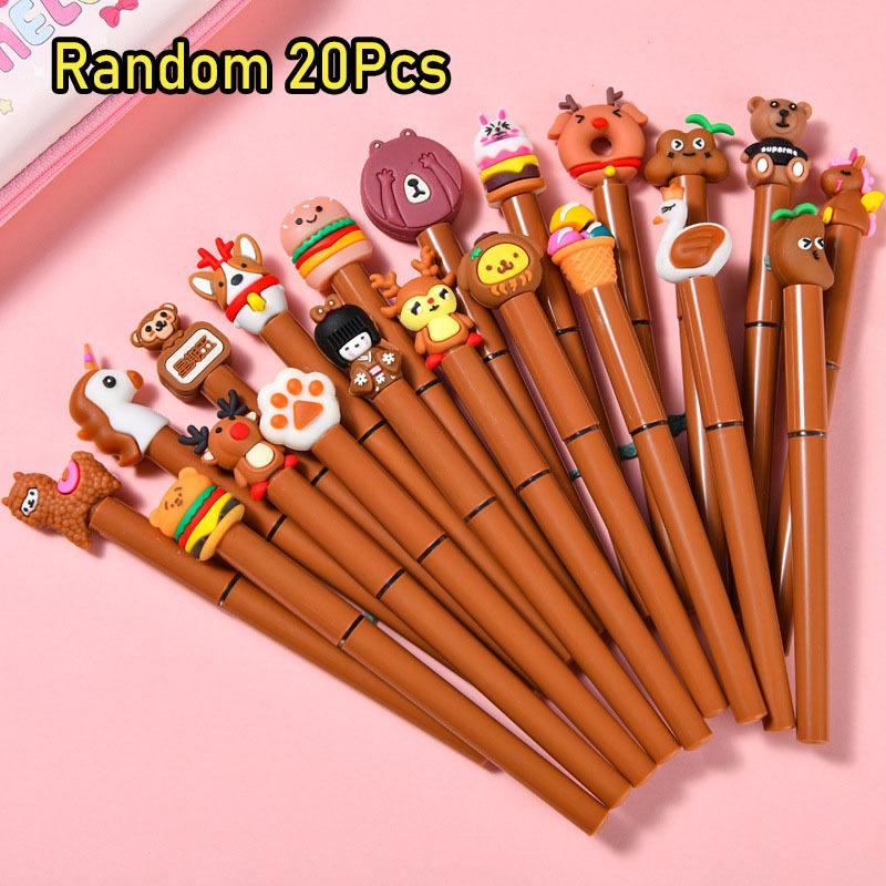 

5Pcs Cute Cartoon Straight Liquid Type Ball Pen Black Ink Neutral Pen Writing Kawaii Stationery School Office Supplies Random style 5Pcs