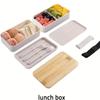 Lunch Box Set Meal Container with Cutlery, Microwave Safe Lunch Box Features Stackable Dividers Ideal for Travel and Picnics