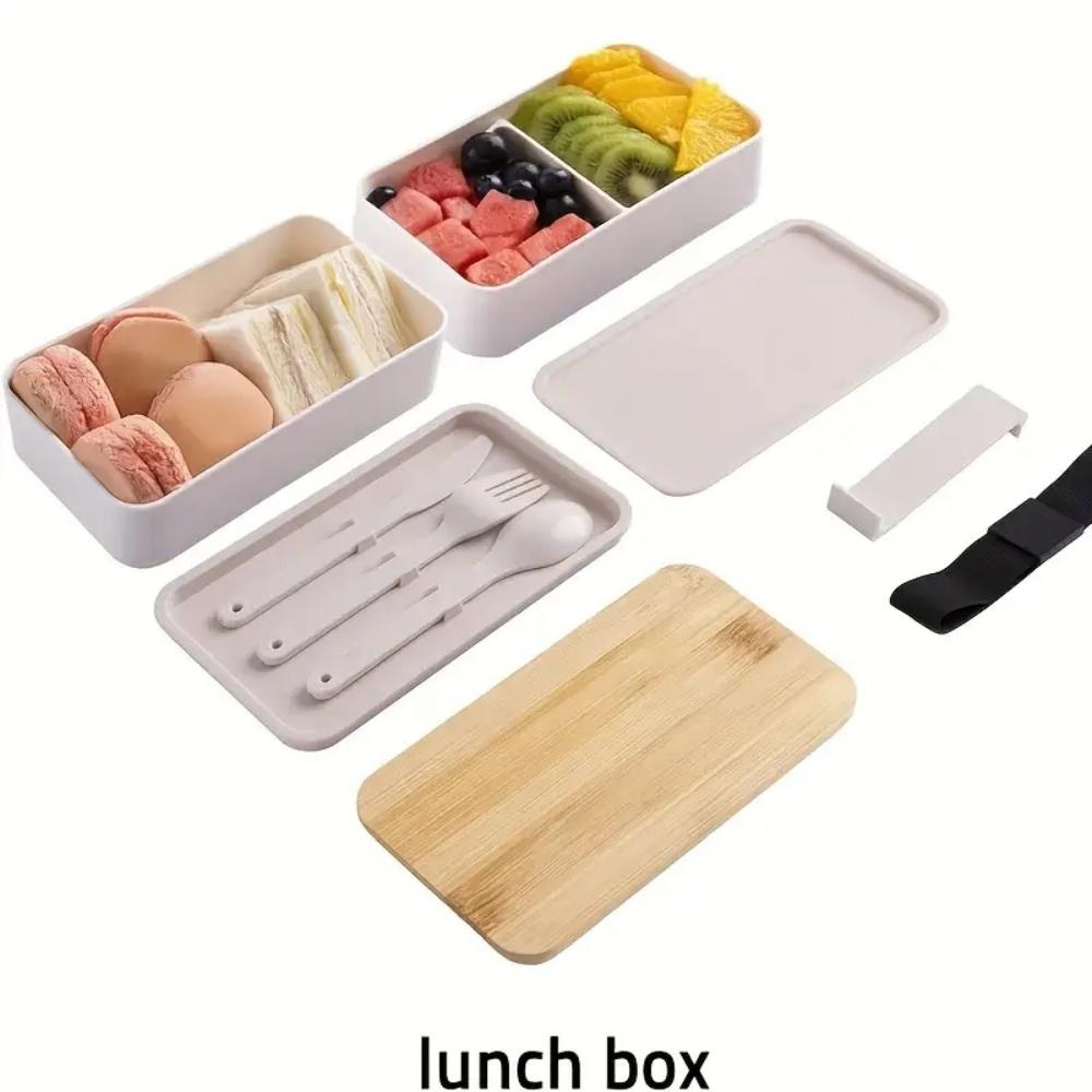 Lunch Box Set Meal Container with Cutlery, Microwave Safe Lunch Box Features Stackable Dividers Ideal for Travel and Picnics