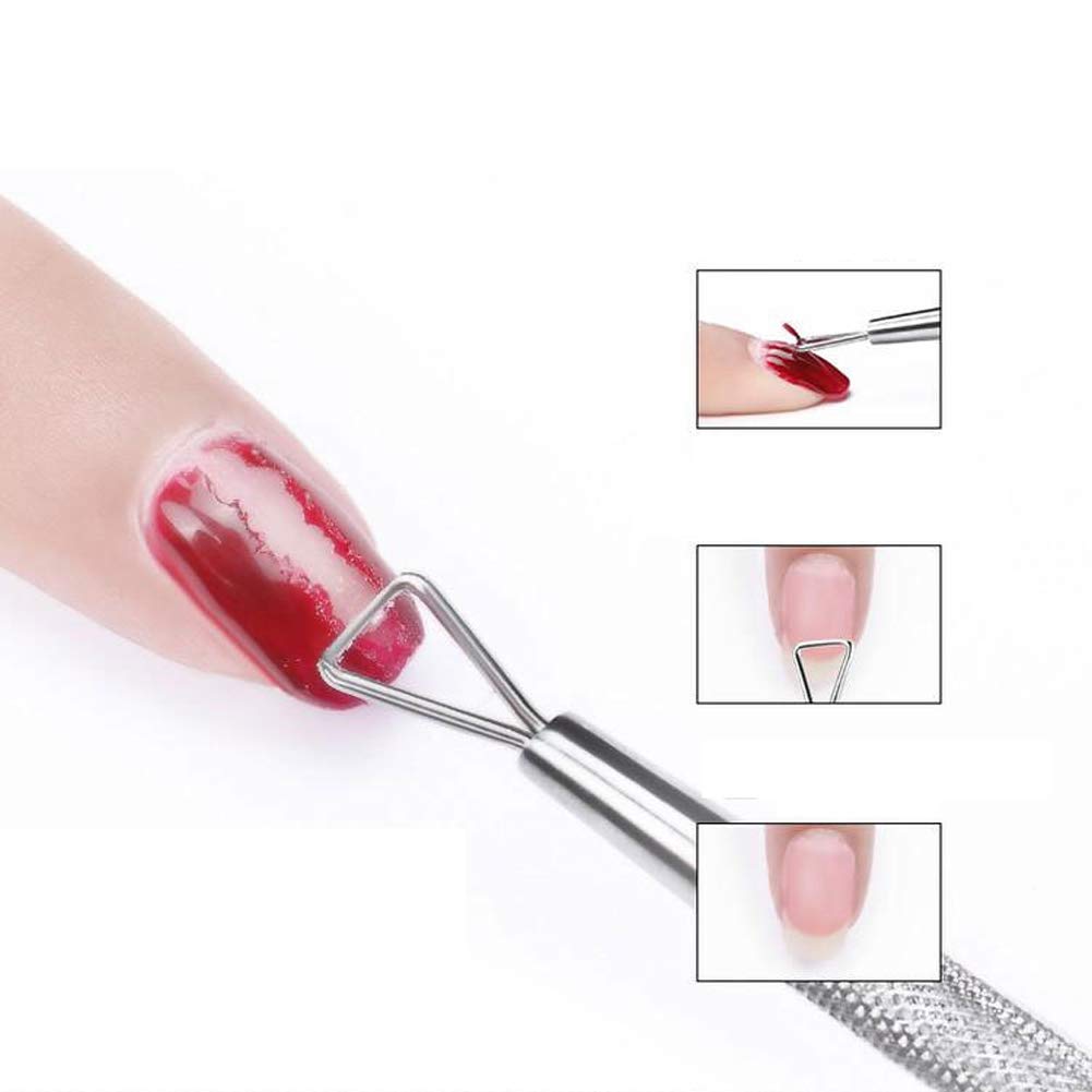 YIKOOLIN Stainless Steel Nail Cuticle Pusher Gel Nail Polish Remover Tool for Fingernails And Toenails Nail Art Care Accessory