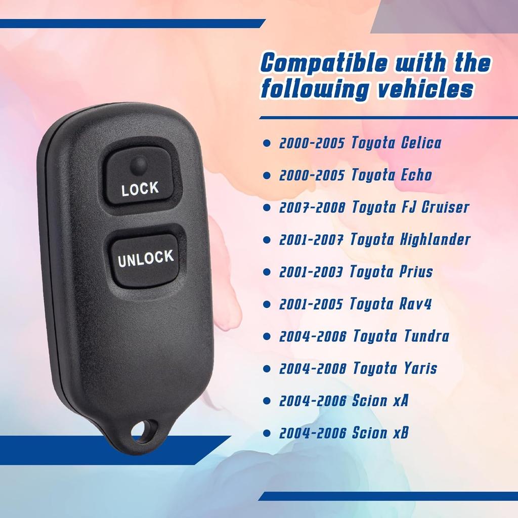 Key Fob Keyless Entry Remote Compatible with Toyota Tundra ... Highlander ... Rav4... FJ Cruiser ... Celica ... Echo ... Prius ... Yaris ... Scion xA
