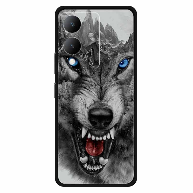 Fundas For Vivo Y17s 4G Case Silicone Wolf Lion Soft TPU Phone Covers for Vivo Y17s 2023 Y 17s Bumper Coque for VivoY17s Black