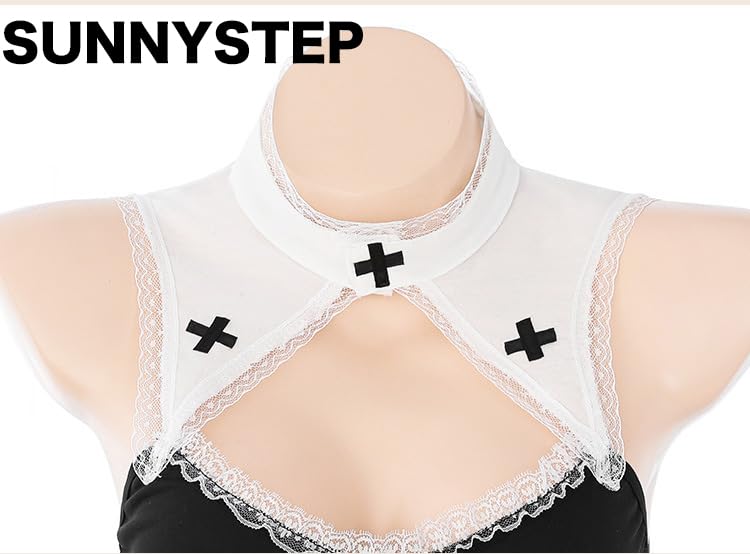 SUNNYSTEP Sister Cosplay Sexy Lingerie, Plus Sizes S-6L, Open-Breasted Costume, See-Through Sheer Set with Bust Cutout, Cute Babydoll (Black, 3XL)