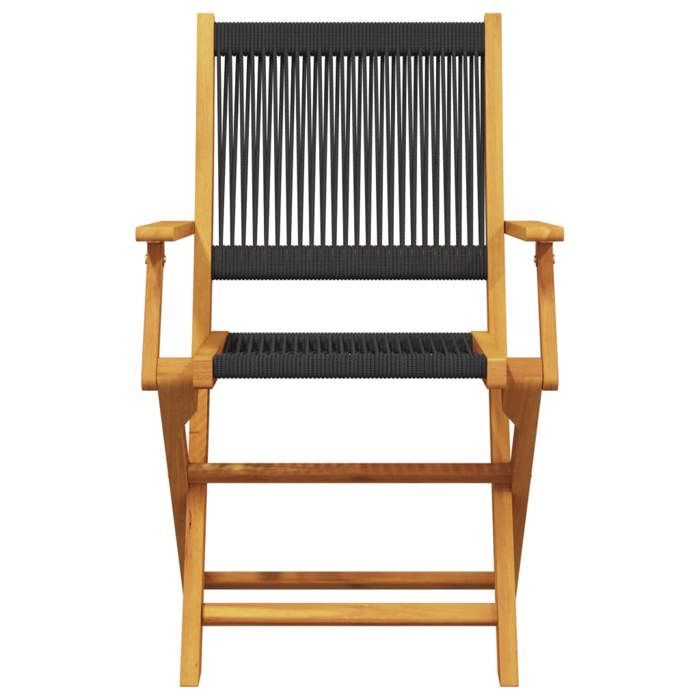 VidaXL Ensemble de bistro 3 pcs noir polypropylène et bois massif, ensemble de bistro de jardin, ensemble de balcon, 3281877