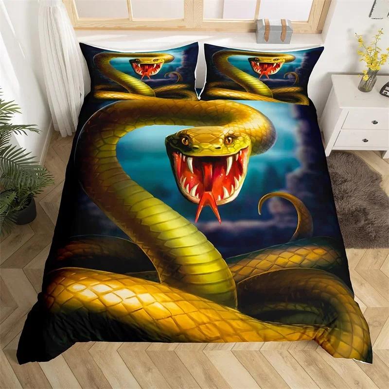 Snake Soft Duvet Cover Romantic Red Rose Floral Beding Set Microfiber Wild Animal Warm Comforter Cover Single King Quen For Children Kids Adult People