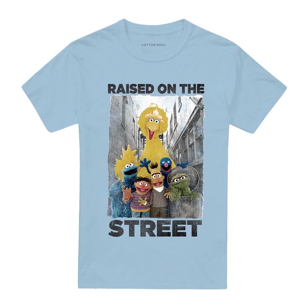 Sesame Street Unisex Adult Raised On The Streets Distressed T-Shirt