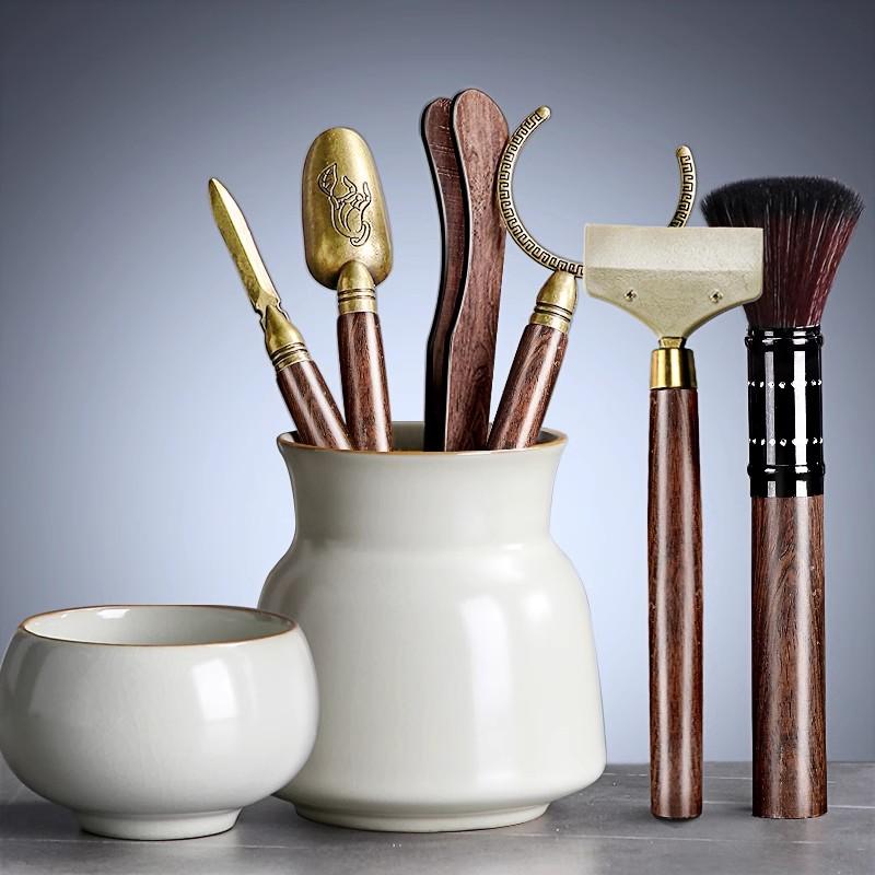 Tang Feng Tea Ceremony Six Gentlemen Set Kung Fu Tea Accories Clete Home High End Bla Ebony 6 Gentlemen Yu Kiln Tea Tube