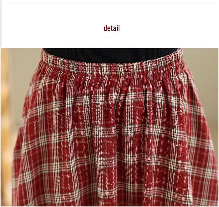 2025 Autumn/Winter High Waist Slimming Plaid Skirt - Mid-Length Japanese Style
