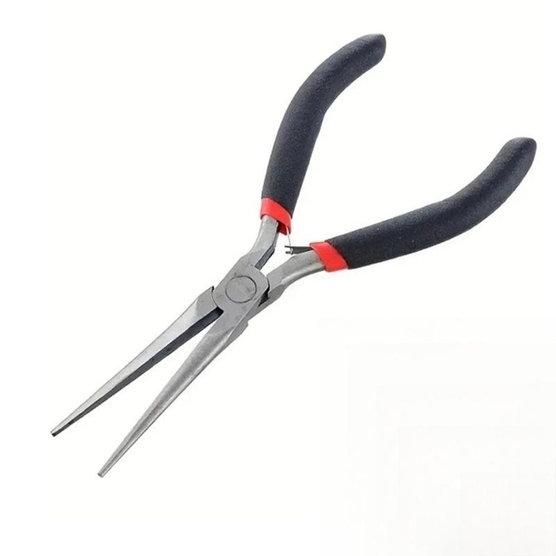 Mini Long Nose Pliers with Flat Round Nose and Cutter for DIY Jewelry Craft, Hairpin Making, Wire Bending Repair - Rust-Proof