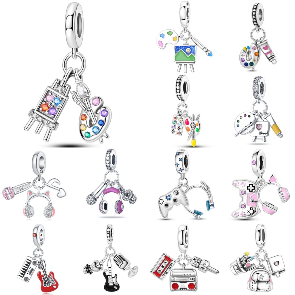 Copper Colorful Painter'S Painting Board Pendants Bracelet Charms Jewelry Party Beads Diy Trendy Gifts