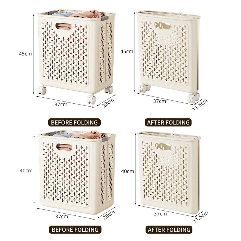 Foldable Laundry Baskets With Wheels Dirty Clothes Basket Large Capacity Cart Bathroom Multifunctional Storage Basket