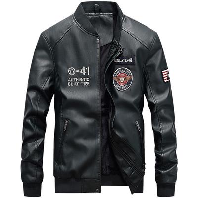 Young Men's Baseball Collar Leather Jacket Spring and Autumn PU Leather Jacket Fashion Casual Leather Jacket