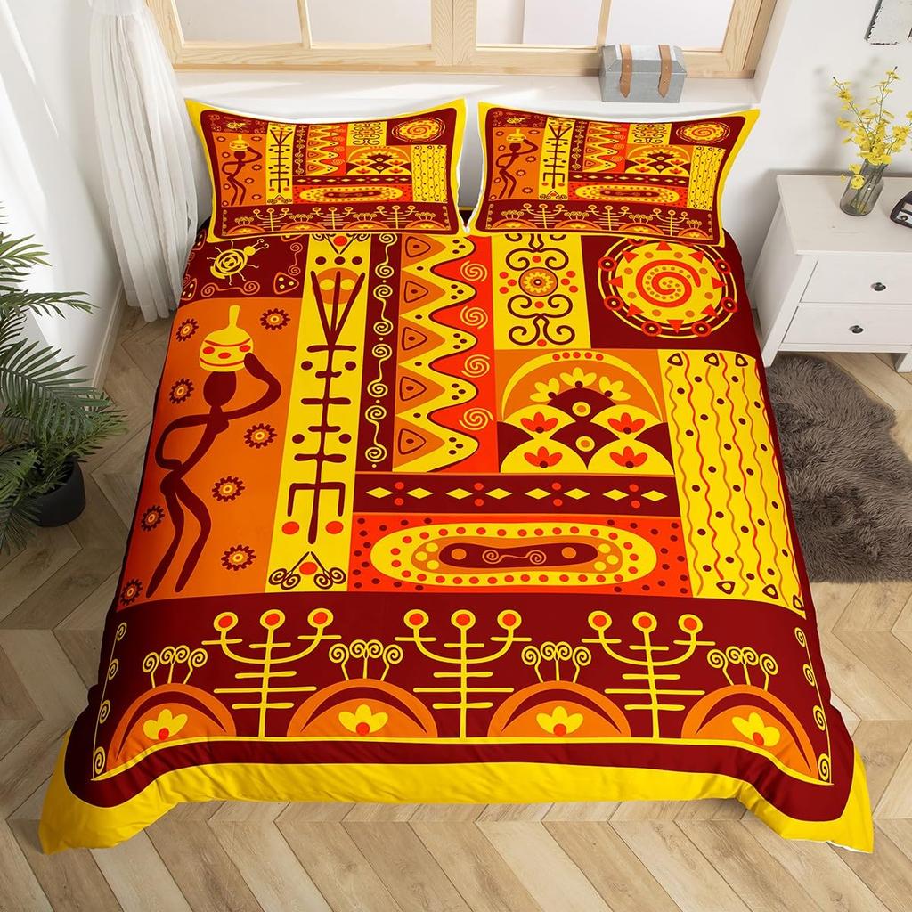 Afrikanske kvinner Dynetrekk Africa Tribal National Sengesett Vintage Floral Pledd Patchwork Dynetrekk Brunt Dynetrekk