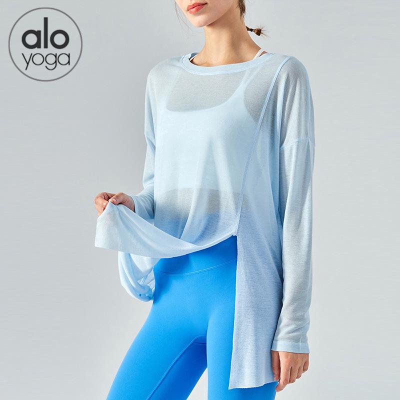 Dámské rychleschnoucí rozdělené tričko na jógu - Dlouhý rukáv, lehké, ležérní tričko