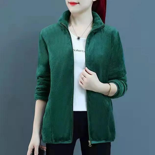 Women's Fleece Coat Winter Warm Thicken Jacket Two-Sided Wear Double-Sided Velvet Coral Fleece Coats Polar Fleece Jackets