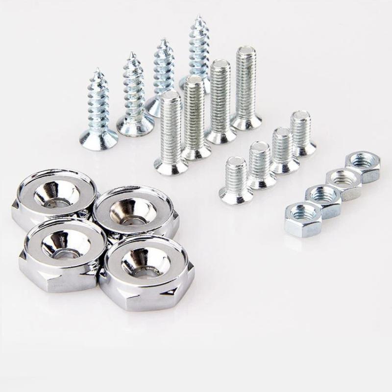 4Pcs USA Italy Germany British Flag Metal Screws License Plate Bolts For VW BM Aud Car Accessories