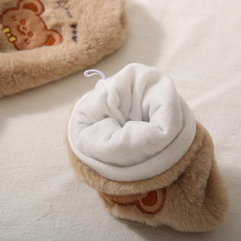 Casual Style Cartoon Bear Mitten Soft Comfortable Thickened Windproof and Cold Proof Plush Gloves Suitable for Outdoor Sports