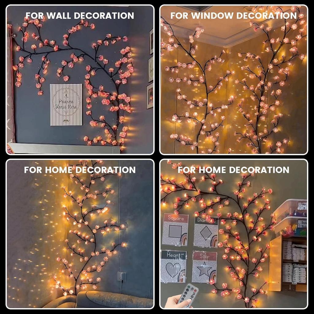 Lumini Noi LED Flori de Cireș Flori de Piersic Roz Viță de Salcie pentru Decorare Perete de Crăciun cu Ramuri de Copac