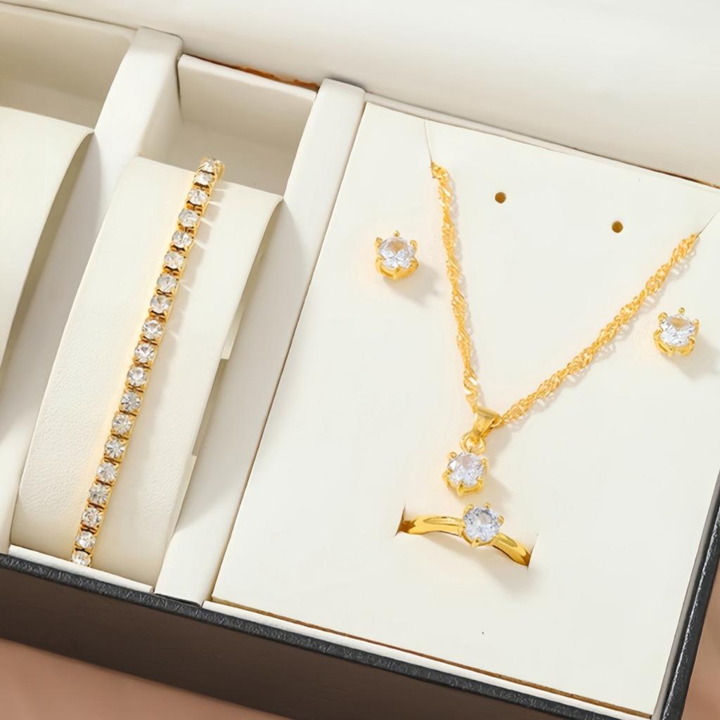 5 stk Klokkesett Dame Diamantbesatt Allsidig Åtte-klo Diamantring Smykker Damesett