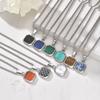 Stainless Steel Square Pendant Men, Sweater Stacked Necklace, Natural Tiger Eye Sweater Chain Nc-892