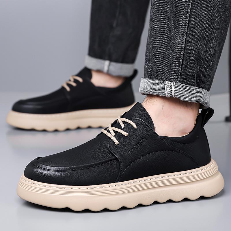 Men's New Leather Casual Shoes Comfortable Men's Sneakers Non-Slip Skate Shoes Minimalist Comfort Sneakers Walking Shoes