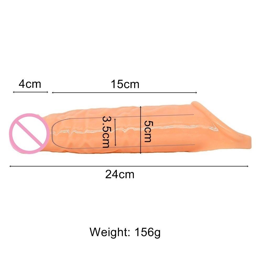 FXINBA 24/28cm Realistic Penis Sleeve Extender Huge Cock Enlargement Sex Toy For Men Delay Reusable