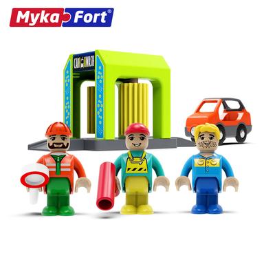 Children's Toy Simulation Car Wash Scene Wooden Track Small Train Science And Education Puzzle Free Splicing