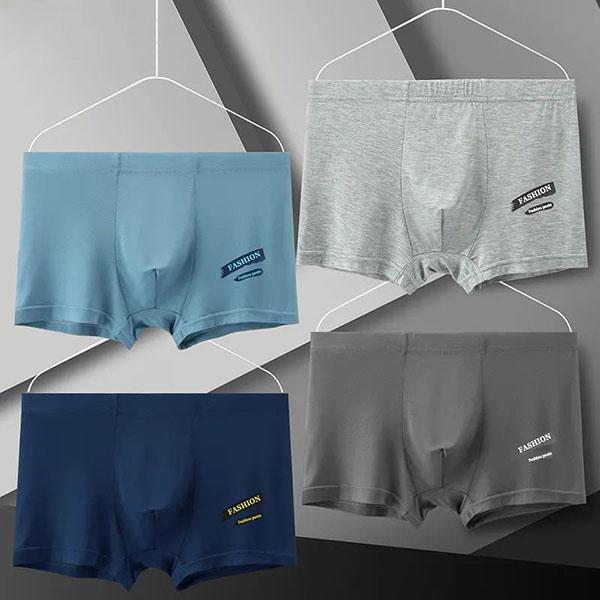 4pcs Men Underwear Modal Cotton Boxers Men's Print Soft Breathable Mid-waist Short Boxers