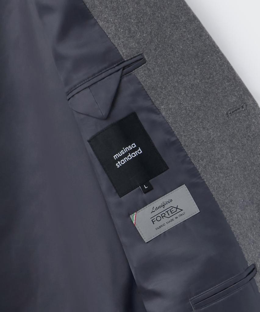 Musinsa Standard Fortex Felt Daddy Shoulder Single Long Coat [Medium Grey]