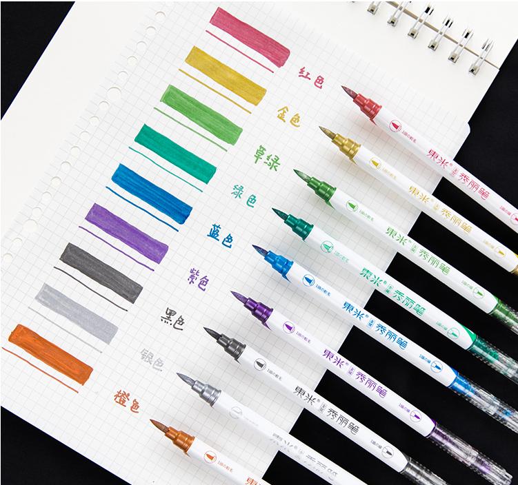 Double Head Color Calligraphy Pen Soft Head Pearlescent Metal Color for Art Hand Painting Creative Painting Greeting Card Hand Account
