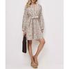 Abito lungo con stampa leopardata in cotone europeo e americano, sciolto, con lacci, a maniche lunghe, abbigliamento donna