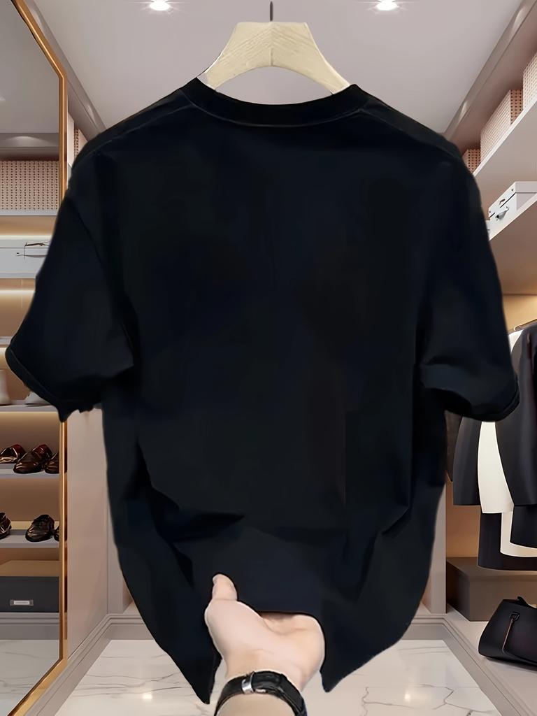 Men's Summer 100% Pure Cotton Money and Cross Graphic Print Fashionable Casual Sports Loose Round Neck Short Sleeved T-shirt