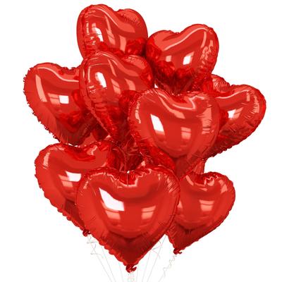 BTZO Ensemble de 10 Ballons en Aluminium en Forme de Cœur 18 pouces Saint-Valentin Confession Demande en Mariage Anniversaire Mariage Décoration de Magasin Film Rouge