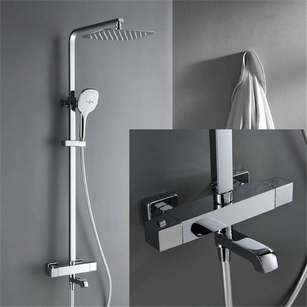 Rose Gold Thermostatic Bathtub and Shower Faucet Gold Bath Shower Set Brass Black Rainfall Shower & Hand shower Faucet Set