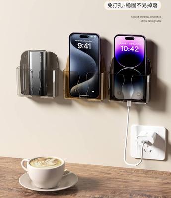 No Drill Phone Holder Stand, Multipurpose Wall Mounted Shelf for Cell Phone, Remote, Keys for Kitchen, Bathroom, Bedroom, Living Room