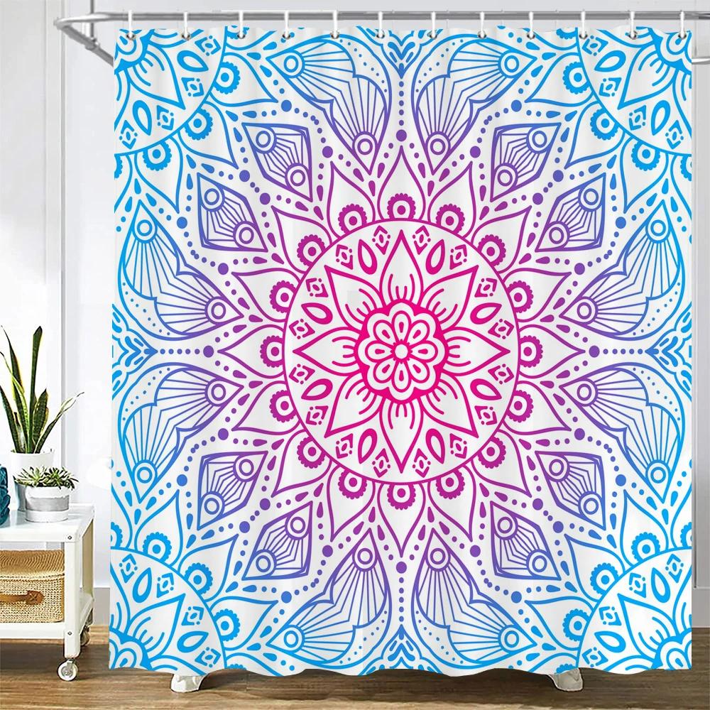 Indian Bohemian 3d Shower Curtains Waterproof Fabric Print Boho Mandala Bathroom Curtain With Hooks Decor 180*200 Bathtub Screen