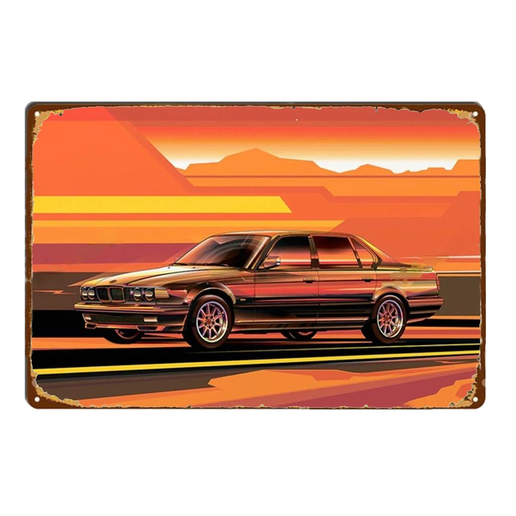 Sports Car Racing Poster Rust Shabby Tin Sign Art Decor Garage Bar Man Cave Signs Decorative Plaques Wall Metal Tin Plate Sig