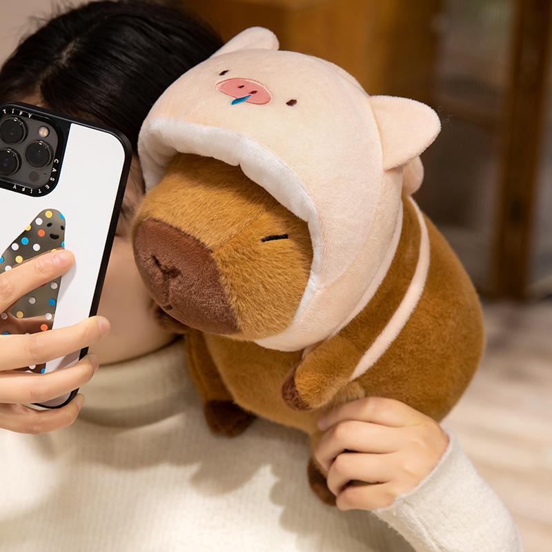 22/28/38CM Cute Capybara Plush Toy Simulation Capibara Cosplay Pig Dinosaur Chick SharK Doll Nice Present