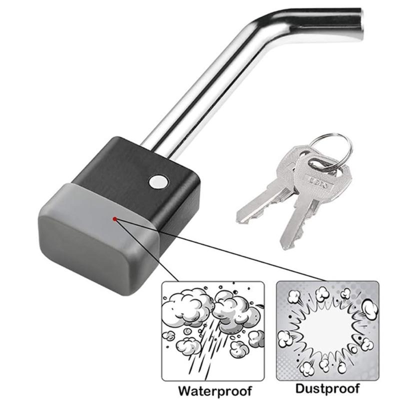Trailer Hitch Security Lock With 360 Degree Rotation For 2 Inch And 2.5 Inch Receivers Flexible And Secure Attachment