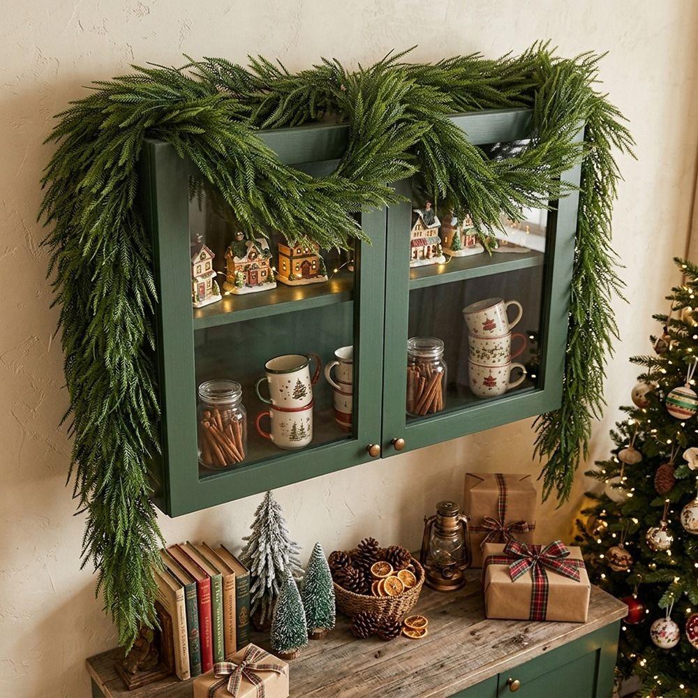 Multicolor Artificial Pine Rattan Norfolk Pine Faux Pine Garland Festival Ornament