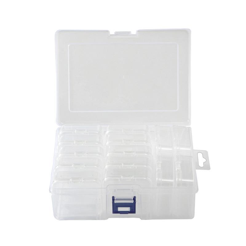 15-Grid Transparent Plastic Box, Loose Beads, Manicure Diamonds, Diy Jewelry Packing Box, Portable Multi-Functional Multi-Grid Storage Box