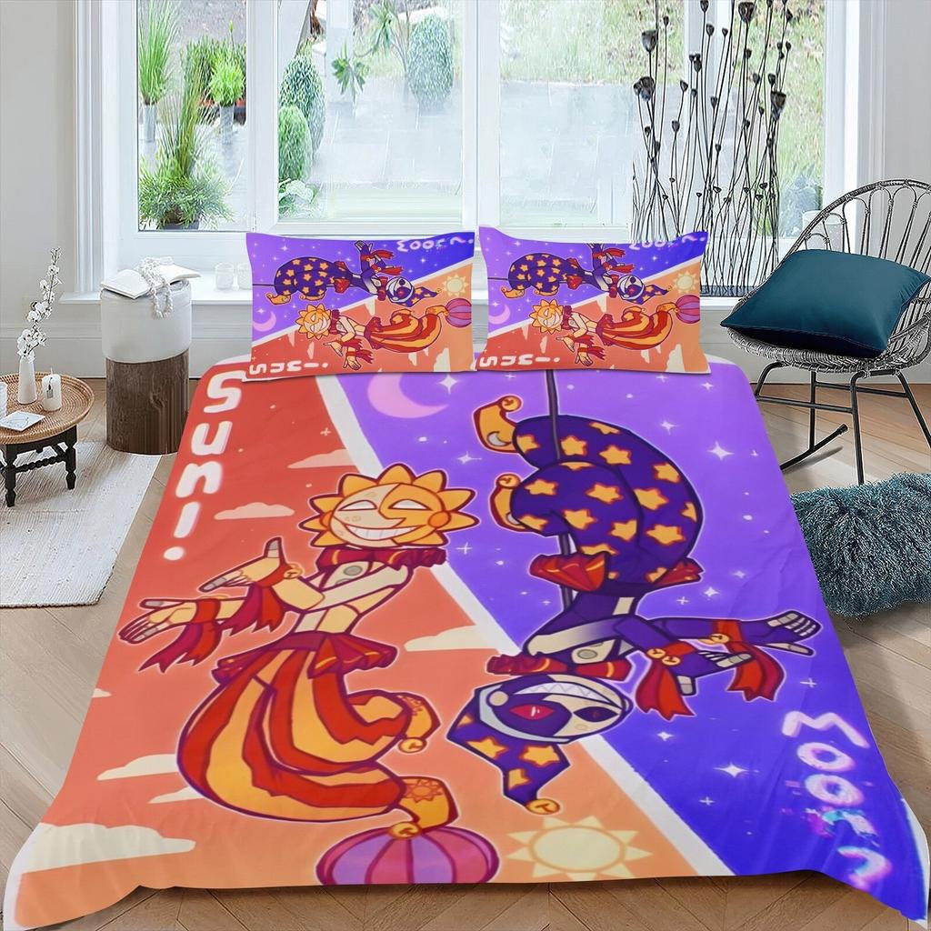 FNAF Game Duvet Cover Pillowcase Sundrop Moondrop Bedding Set Boy Girl Bedroom Decoration Children Gift Single Double Size