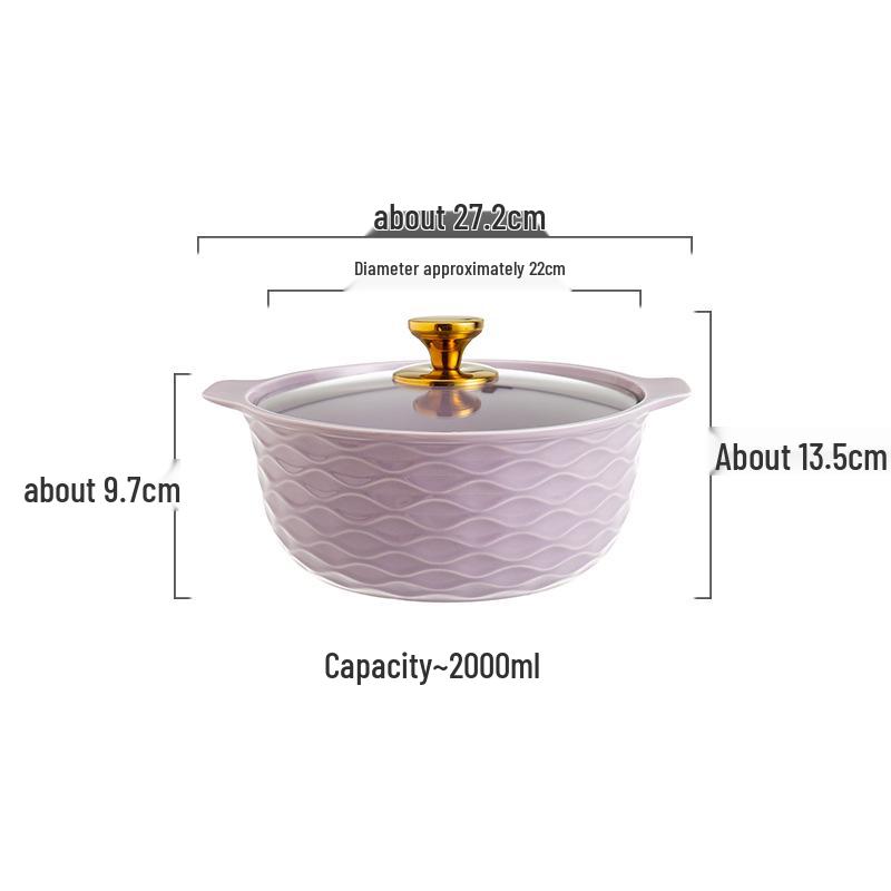 Ceramic Double-Handled Large Soup Bowl with Lid - High-End Design, Ideal for Home Use, Sauerkraut Fish, and Commercial Soups.