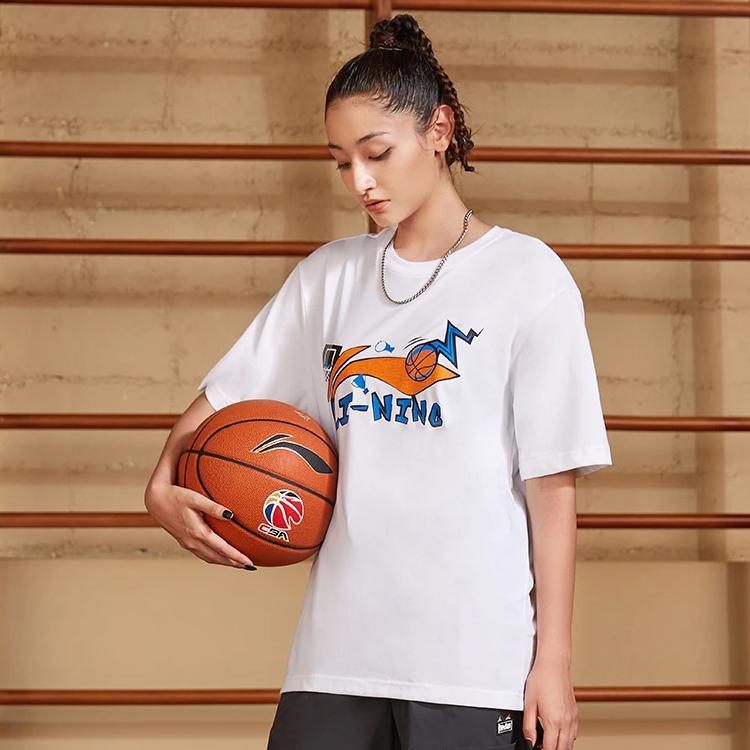 Li-Ning Logo Print Sports Round Neck T-Shirt Men Tops White AHSS591-5