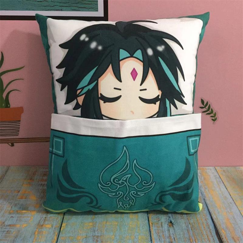 36cm Genshin Impact Quadratisches Kissen Kamisato Ayato Kazuha Shikanoin Heizou Yae Miko Spiel Anime Schlafendes Stofftier Kissen Puppe Spielzeug