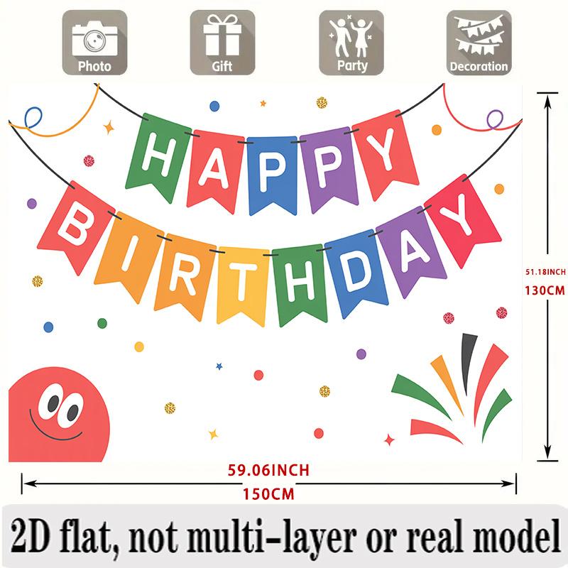 Colorful Happy Birthday Banner, Fabric Background Wall Decor for Party